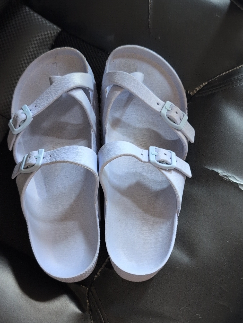 White Double-Strap Slide Sandals